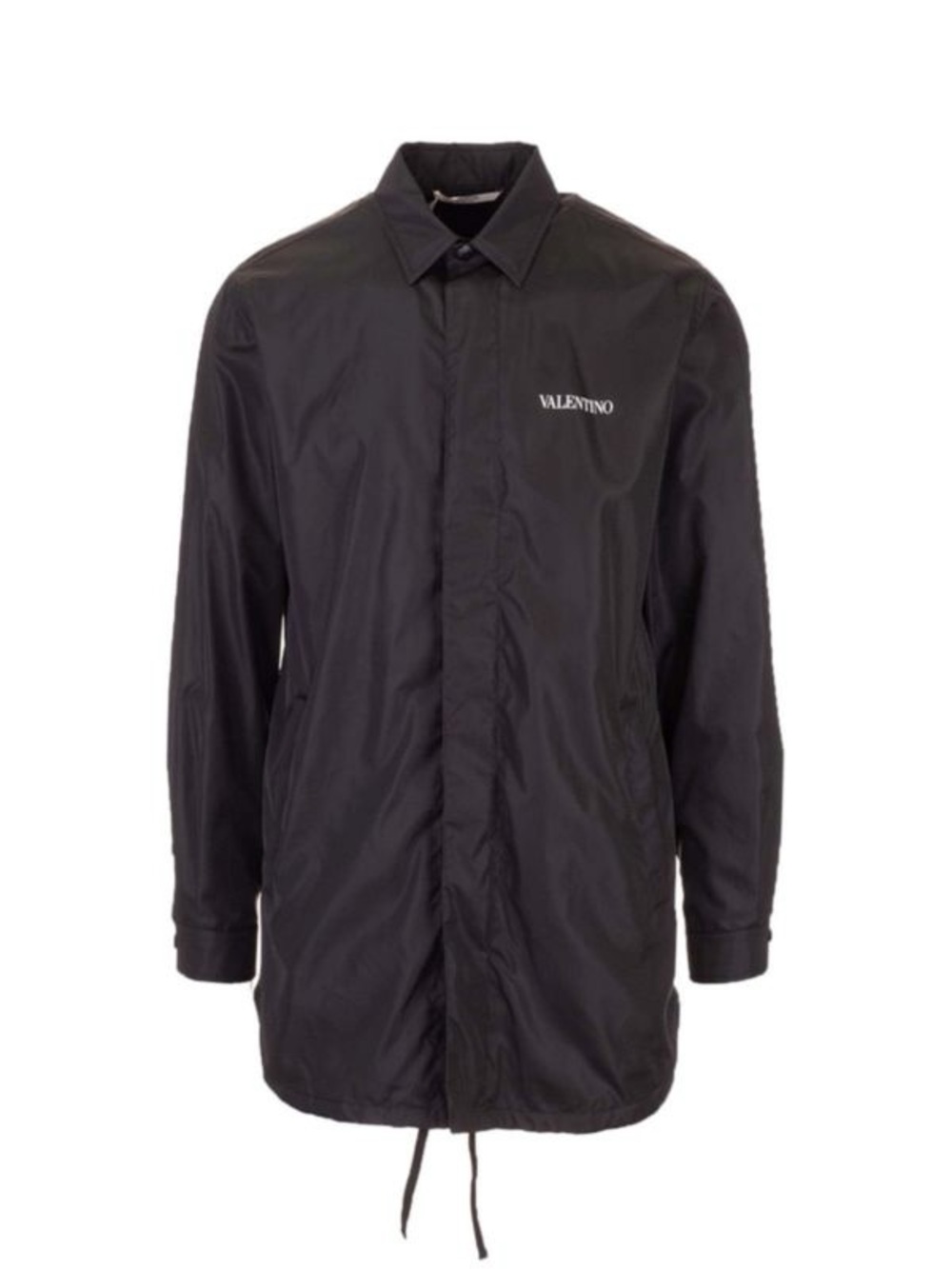 New Valentino Garavani Black Men's Windbreaker with Logo Shirt Cut Nylon Jacket